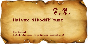 Halvax Nikodémusz névjegykártya
